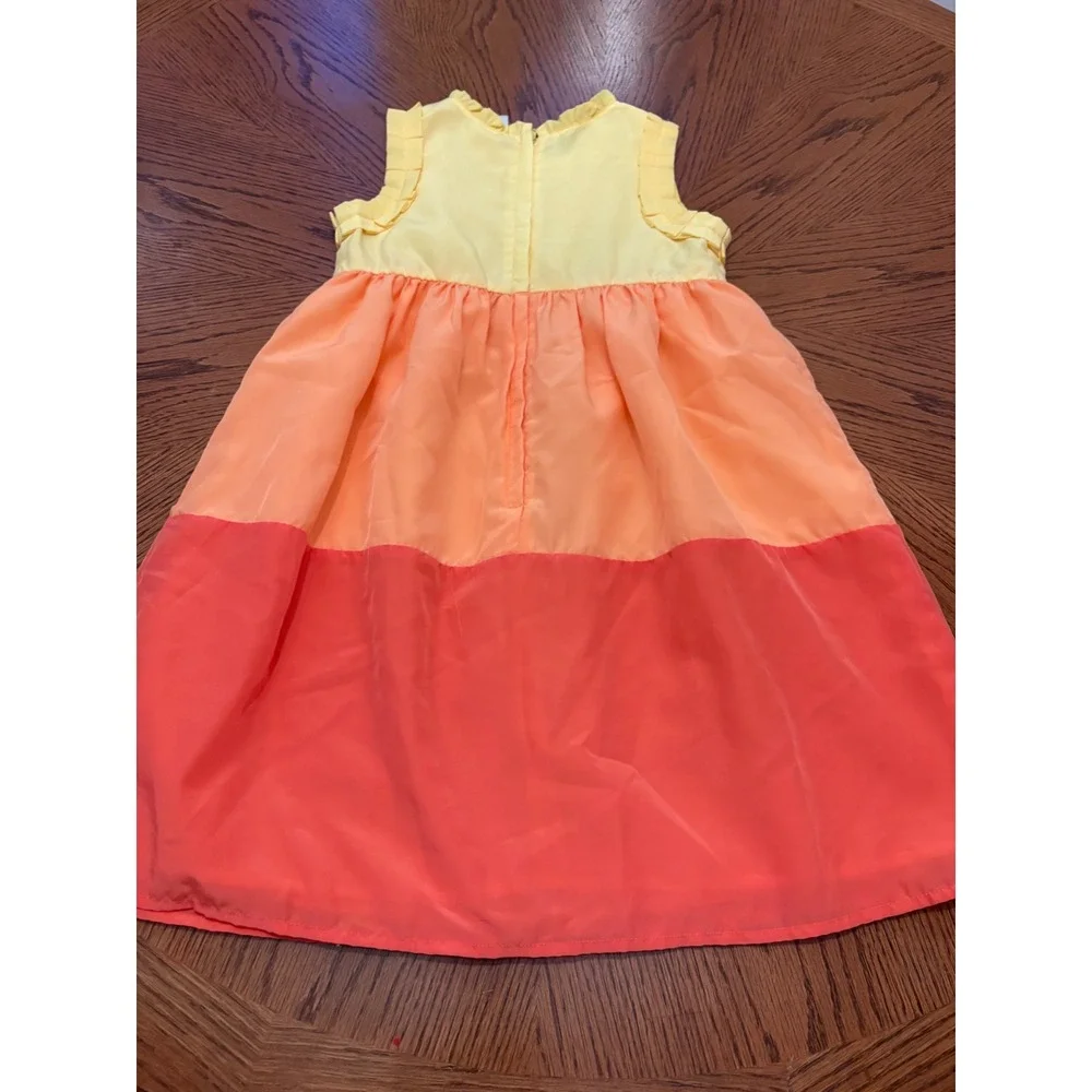 Gymboree Girls Yellow Orange Colorblock Ruffle Sleeveless Dress Size 8 Summer
